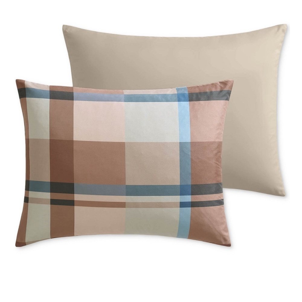 Plaid Pattern Comforter Set - Rust and Cream King Size - Picture 7 of 7